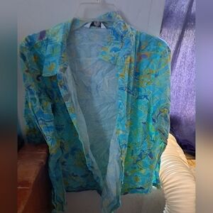 Floral Blue and Green Women's Jacket